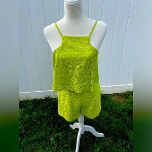 Lilly Pulitzer lime green shorts jumper one-piece size 2 EUC